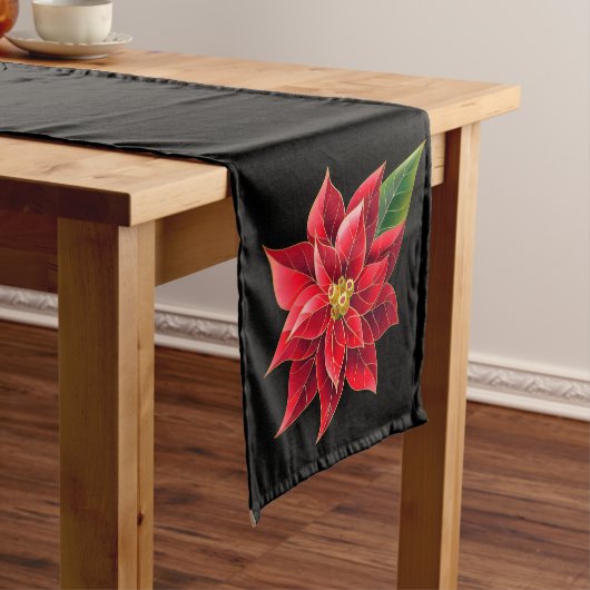 Table Runner Kerstmis Poinsettia Korte Tafelloper (Voorbeeld)