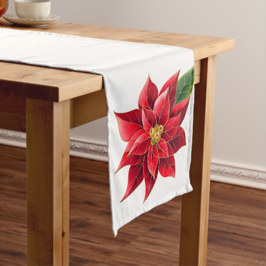 Table Runner Kerstmis Poinsettia Lange Tafelloper (Voorbeeld)
