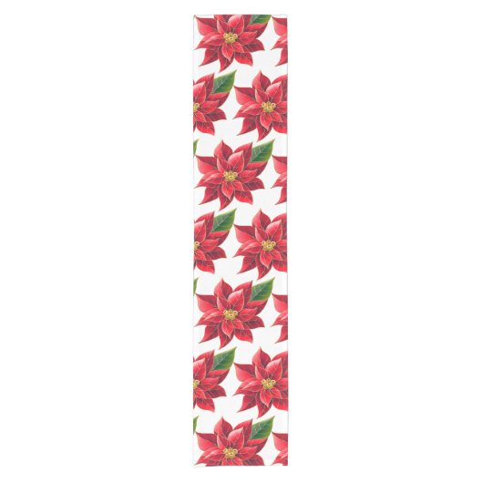 Table Runner Kerstmis Poinsettias Korte Tafelloper (Voorkant)