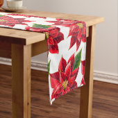 Table Runner Kerstmis Poinsettias Korte Tafelloper (Voorbeeld)