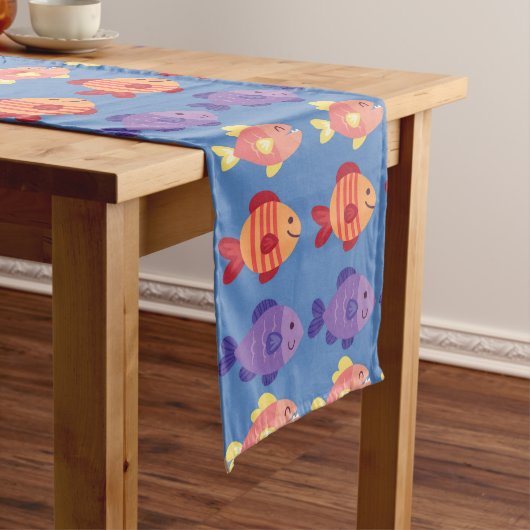 Table Runner - Multi Colour Fish Design 2 Lange Tafelloper (Voorbeeld)