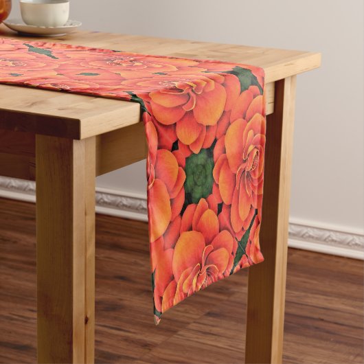 Table Runner - Oranje Begonia Korte Tafelloper (Voorbeeld)