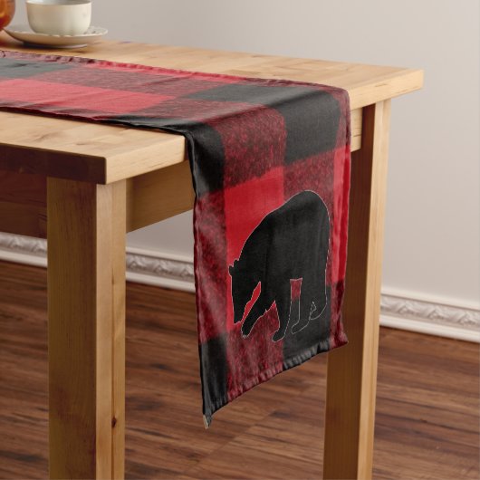 Table Runner Red Buffalo Plaid Beer Zwart Korte Tafelloper (Voorbeeld)