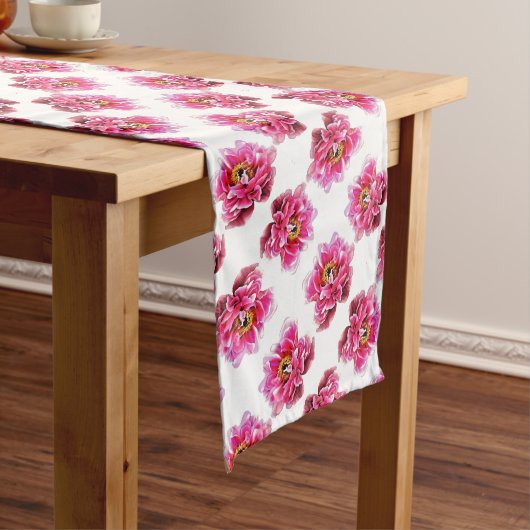 Table Runner Roze Pioenrozen Lange Tafelloper (Voorbeeld)