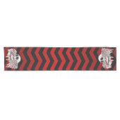 Table Runner schedel Roos Gotische Chevron rood zw Korte Tafelloper (Horizontaal)