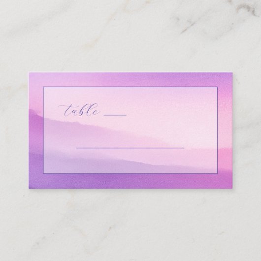 "TABLE" Serene Pink Purple Gradient Minimalist Plaatskaartje (Voorkant)