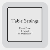 Table Settings Vierkante Sticker (Voorkant)