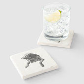 Table-Side Pause, Labrador Stenen Onderzetter (Zijkant)