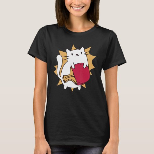 Table tennis Cat Ping Pong player T-shirt (Voorkant)