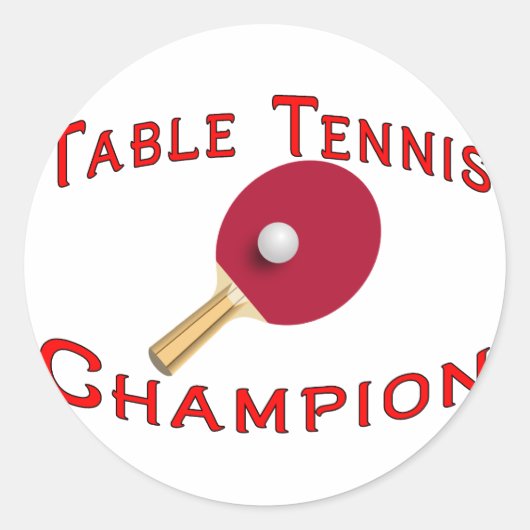 Table Tennis Champion Ronde Sticker (Voorkant)