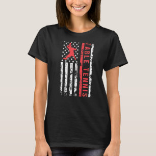 Table Tennis Cool American Flag Player T-shirt