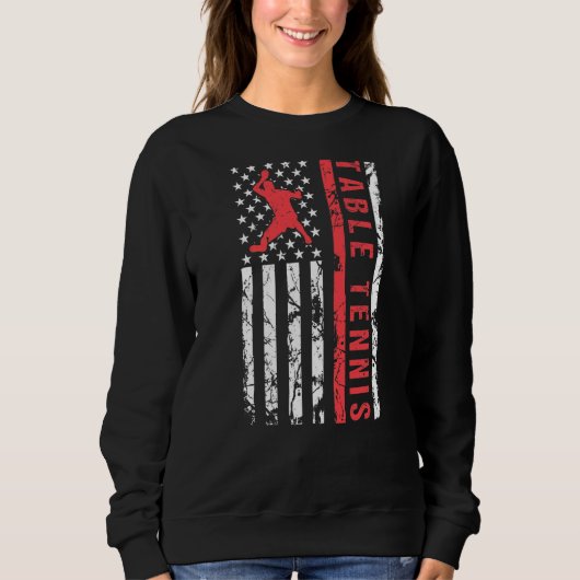 Table Tennis Cool American Flag Player Trui (Voorkant)