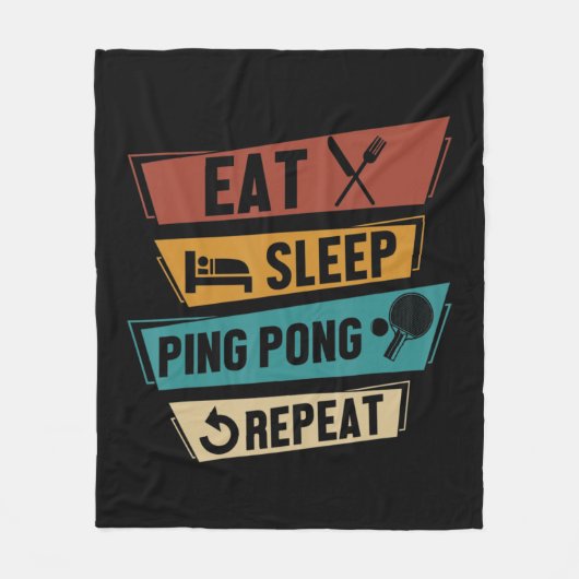 Table Tennis Lover Eat Sleep Ping Pong Repeat Fleece Deken (Voorkant)