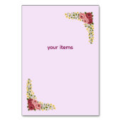 Table Tent Sign Kaart (Achterkant)