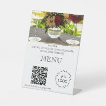 *~*Table Tent tabletop Restaurant Menu Upload QR