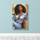 Tableau Déco ( Blue Beauty ) Art Déco Canvas Afdruk (Insitu (Houten vloer))