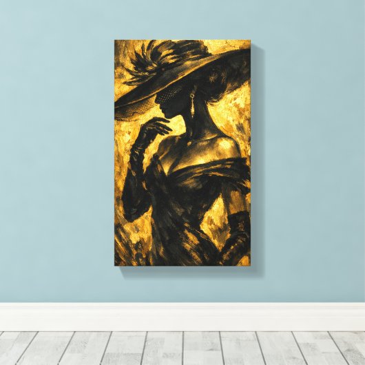 Tableau Déco (Elégance Or Noir )  Canvas Afdruk (Insitu (Houten vloer))