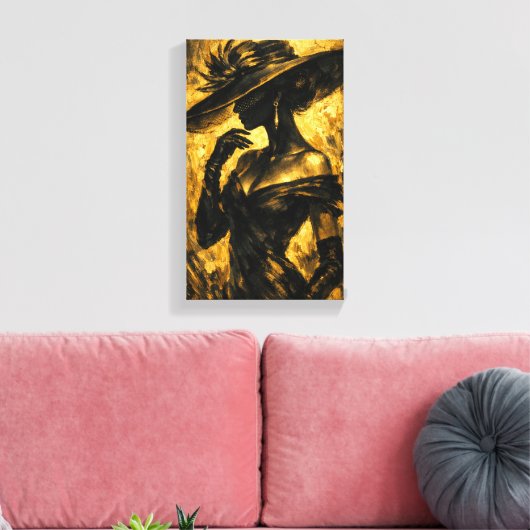 Tableau Déco (Elégance Or Noir )  Canvas Afdruk (Insitu (Woonkamer))