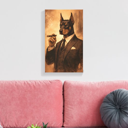 Tableau Déco (Portrait Doberman Charmant )  Canvas Afdruk (Insitu (Woonkamer))