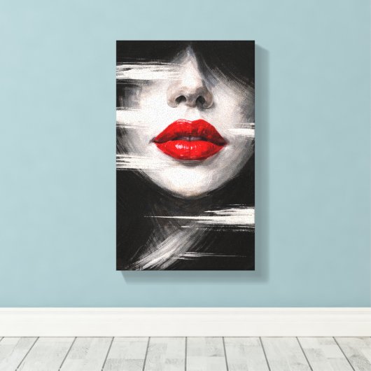 Tableau Déco (Portrait Lèvre ) Canvas Afdruk (Insitu (Houten vloer))