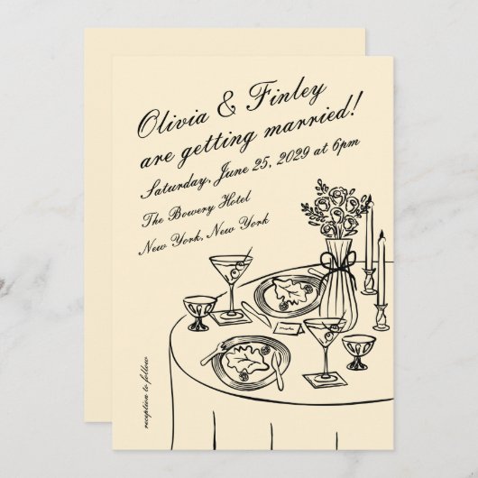 Tableau Wedding Invitation Kaart (Voorkant / Achterkant)