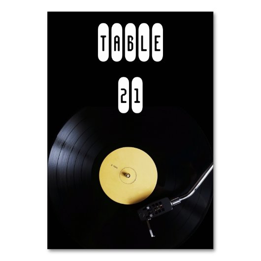 TableCard: Vinylrecord op Platenspeler. Retrothema Kaart (Voorkant)
