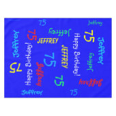 Tablecloth, 75th Birthday, herstellend Namen Blauw Tafelkleed (Voorkant (Horizontaal))