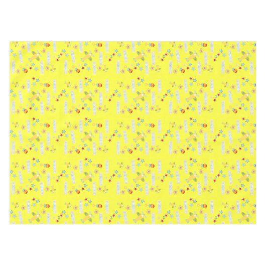 Tablecloth Baby Airplane Yellow Tafelkleed (Voorkant (Horizontaal))