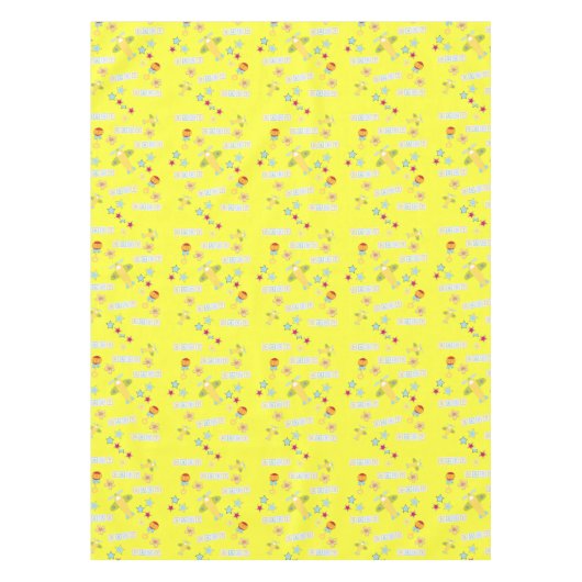 Tablecloth Baby Airplane Yellow Tafelkleed (Voorkant)