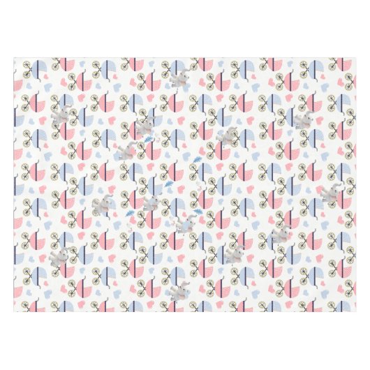 Tablecloth Baby Stroller Stork Pink Blue Elephant Tafelkleed (Voorkant (Horizontaal))