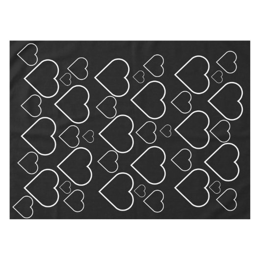 Tablecloth Black & White Hearts Tafelkleed (Voorkant (Horizontaal))