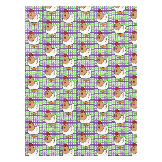 Tablecloth Chicken Paars Green Pset Tafelkleed (Voorkant)