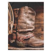 Tablecloth Cowboy Boots Barn Wood Rustisch Land R Tafelkleed (Voorkant)