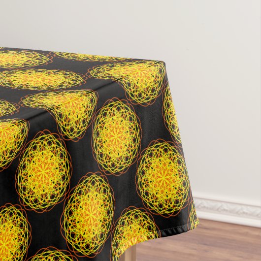 Tablecloth, Geel Oranje Kaleidoscoop Bloem Tafelkleed (Voorbeeld)