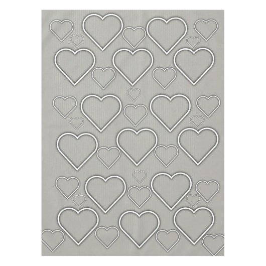 Tablecloth Gray & White Hearts Tafelkleed (Voorkant)