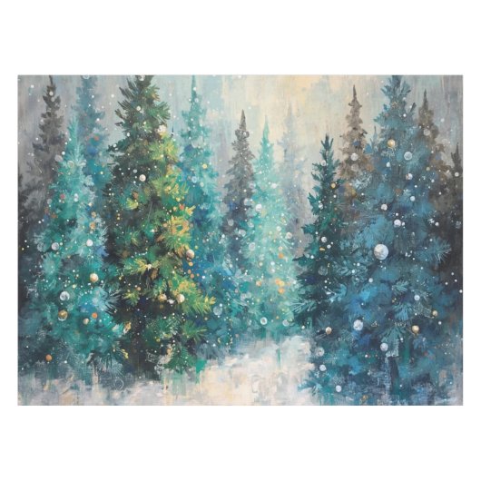Tablecloth Green Christmas Trees Winter Forest Tafelkleed (Voorkant (Horizontaal))