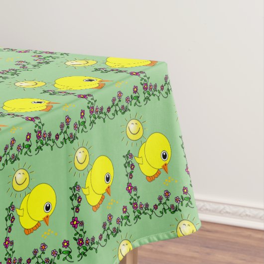 Tablecloth Green Yellow Chick Floral Tafelkleed (Voorbeeld)