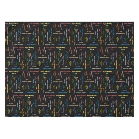 Tablecloth Juli, 1 Geboortedag Tafelkleed (Voorkant (Horizontaal))