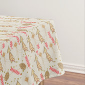 Tablecloth, Merry KerstGold Trees Beige Tafelkleed (Voorbeeld)