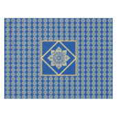 Tablecloth met gouden medaillons op blauw tafelkleed (Voorkant (Horizontaal))