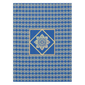 Tablecloth met gouden medaillons op blauw tafelkleed (Voorkant)