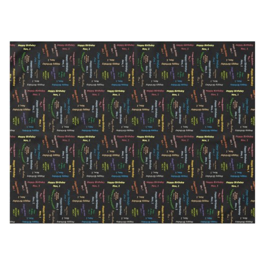 Tablecloth November, 1 Geboortedag Tafelkleed (Voorkant (Horizontaal))