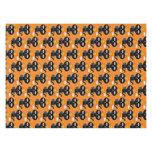 Tablecloth Oranje zwarte kat Tafelkleed (Voorkant (Horizontaal))