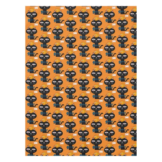 Tablecloth Oranje zwarte kat Tafelkleed (Voorkant)