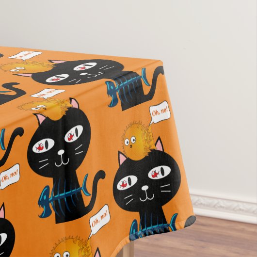 Tablecloth Oranje zwarte kat Tafelkleed (Voorbeeld)