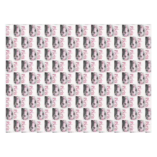 Tablecloth Paris Frankrijk Roze auto Tafelkleed (Voorkant (Horizontaal))