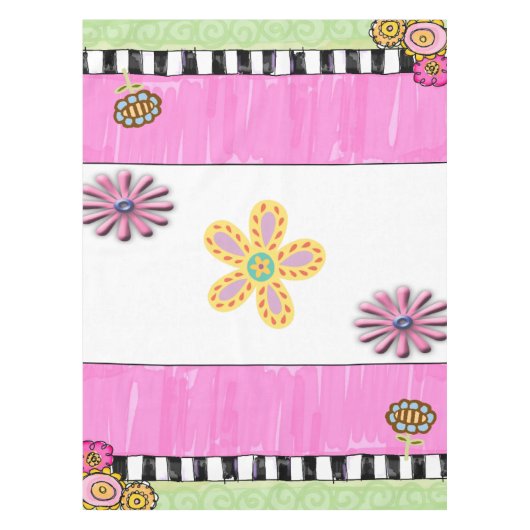 Tablecloth Pink Green Floral Tafelkleed (Voorkant)