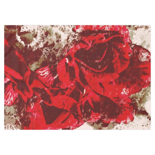 Tablecloth Red Rose Waterverf Tafelkleed (Voorkant (Horizontaal))