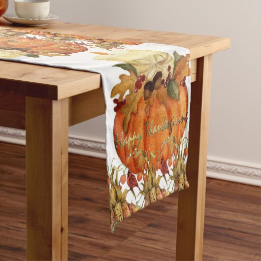 Tablecloth Runner Happy Thanksgiving Day Korte Tafelloper (Voorbeeld)