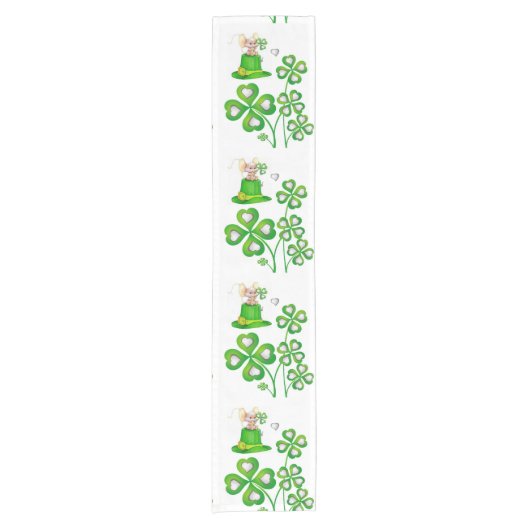 Tablecloth Runner St. Patrick's Day Mice Korte Tafelloper (Voorkant)